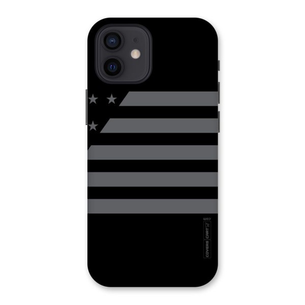 Grey Star Striped Pattern Back Case for iPhone 12