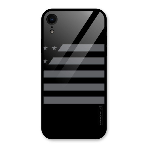 Grey Star Striped Pattern Glass Back Case for XR