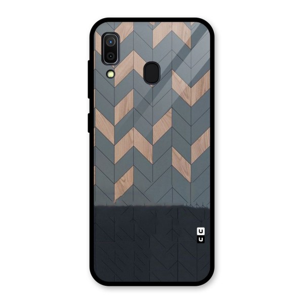 Greyish Wood Design Glass Back Case for Galaxy A30