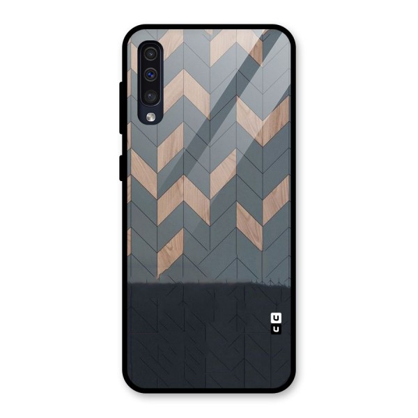 Greyish Wood Design Glass Back Case for Galaxy A50s