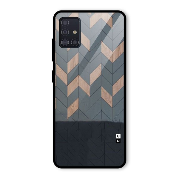 Greyish Wood Design Glass Back Case for Galaxy A51