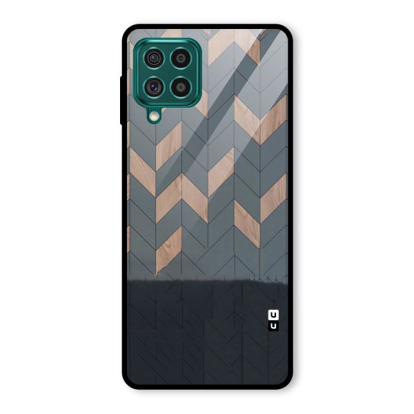 Greyish Wood Design Glass Back Case for Galaxy F62