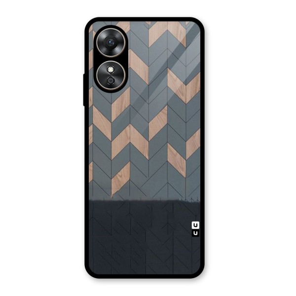 Greyish Wood Design Glass Back Case for Oppo A17