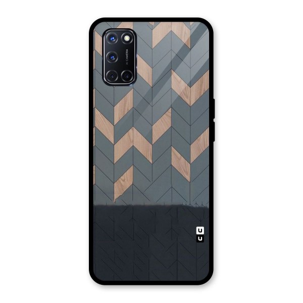 Greyish Wood Design Glass Back Case for Oppo A52