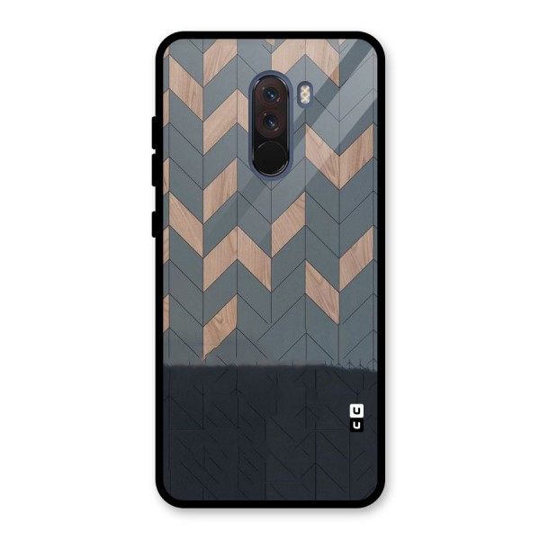 Greyish Wood Design Glass Back Case for Poco F1