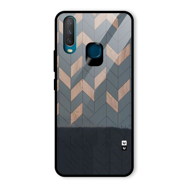 Greyish Wood Design Glass Back Case for Vivo Y12