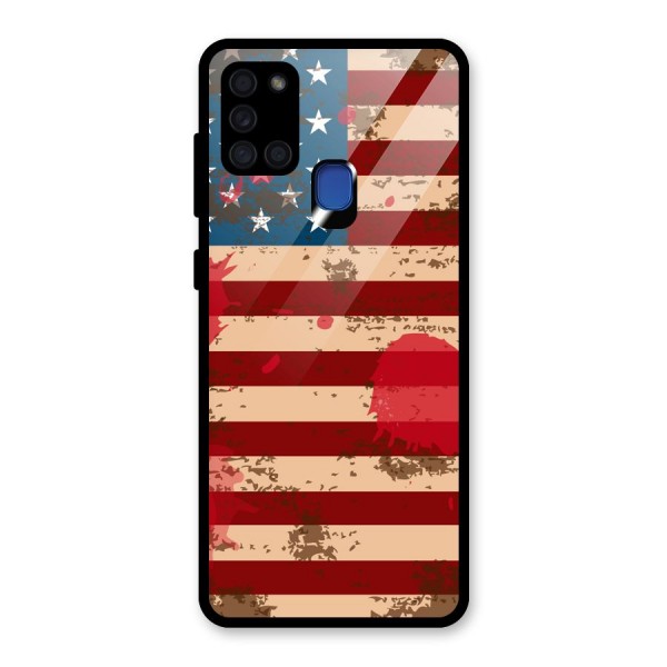 Grunge USA Flag Glass Back Case for Galaxy A21s