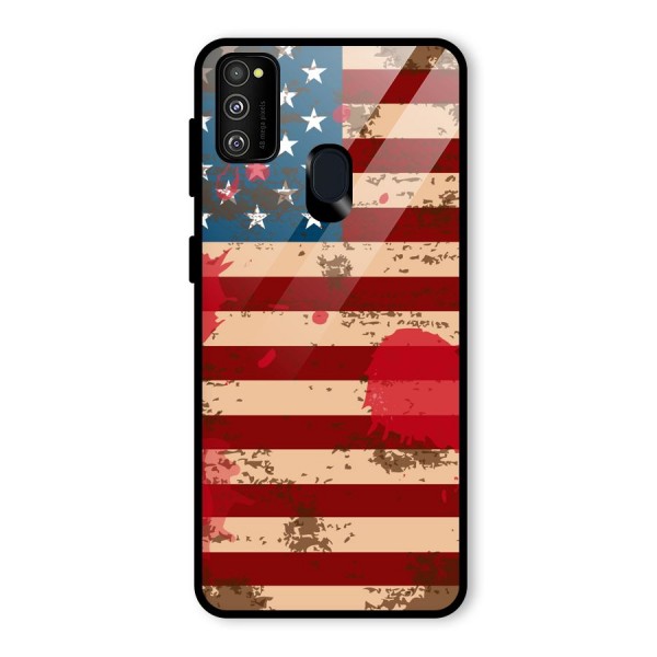 Grunge USA Flag Glass Back Case for Galaxy M21