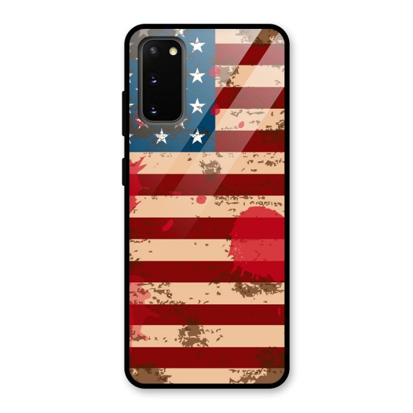 Grunge USA Flag Glass Back Case for Galaxy S20