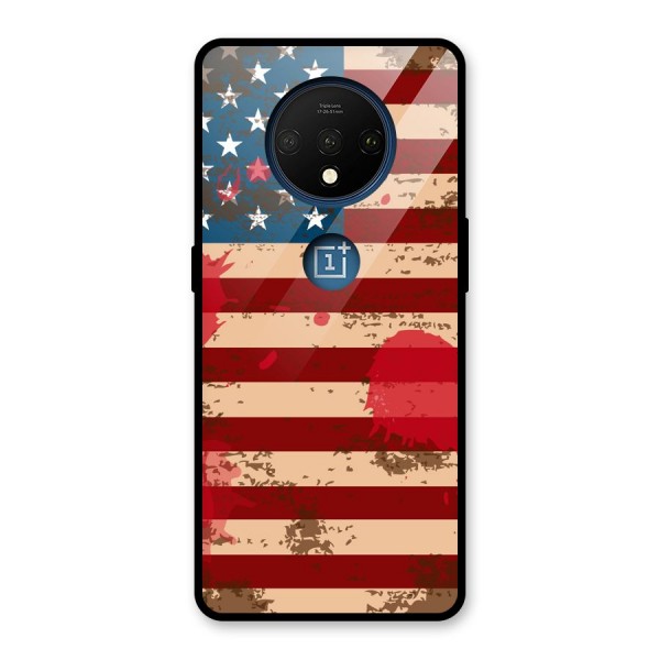 Grunge USA Flag Glass Back Case for OnePlus 7T