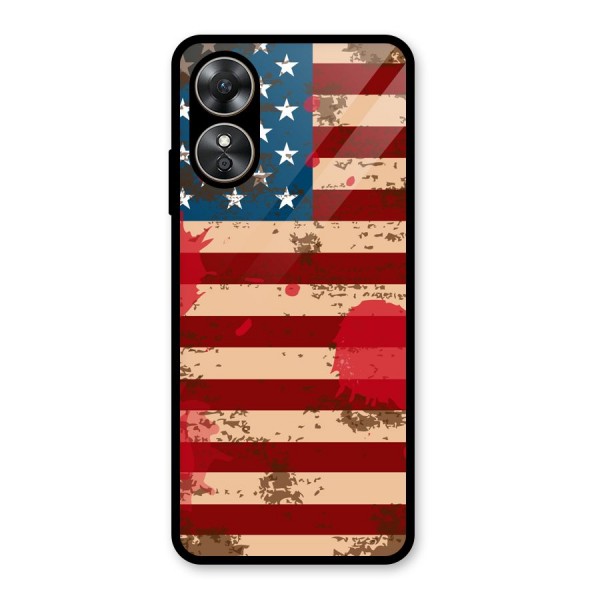 Grunge USA Flag Glass Back Case for Oppo A17