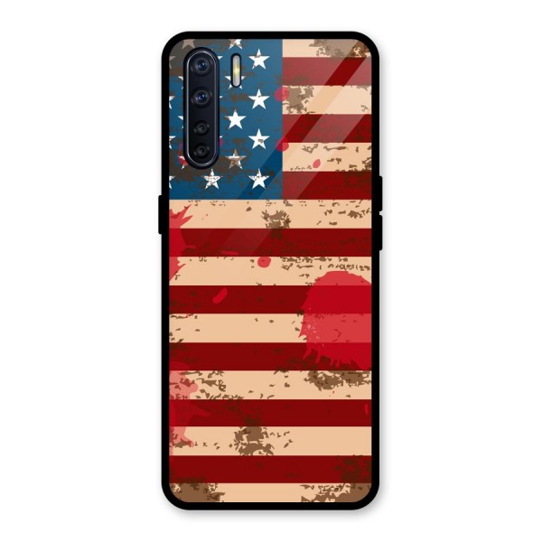 Grunge USA Flag Glass Back Case for Oppo F15