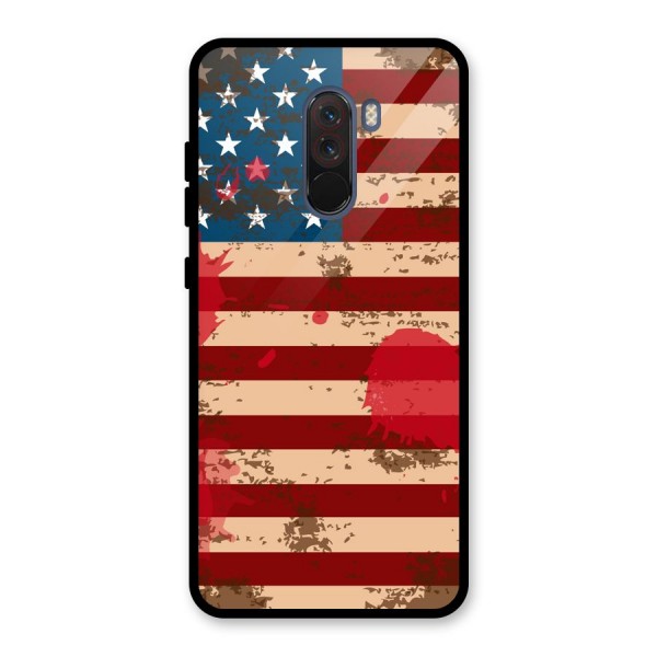 Grunge USA Flag Glass Back Case for Poco F1