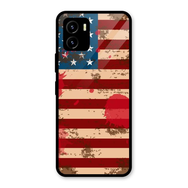 Grunge USA Flag Glass Back Case for Vivo Y15s