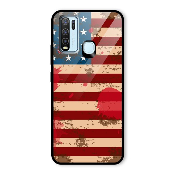 Grunge USA Flag Glass Back Case for Vivo Y30