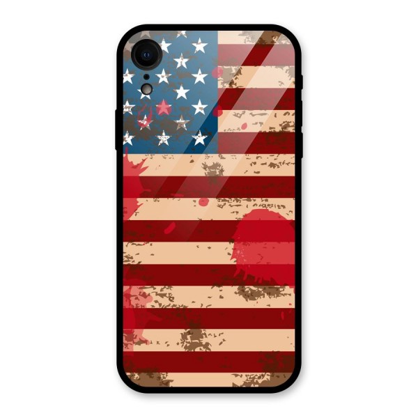 Grunge USA Flag Glass Back Case for XR