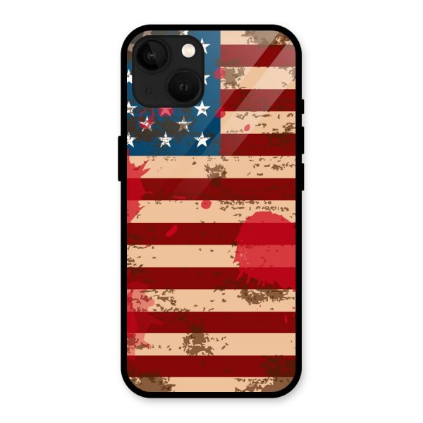 Grunge USA Flag Glass Back Case for iPhone 13