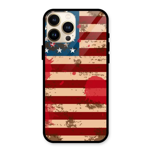 Grunge USA Flag Glass Back Case for iPhone 13 Pro Max