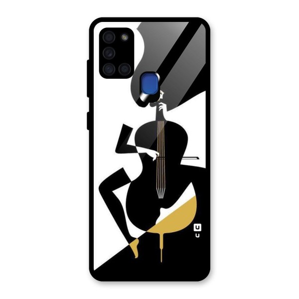 Guitar Women Glass Back Case for Galaxy A21s