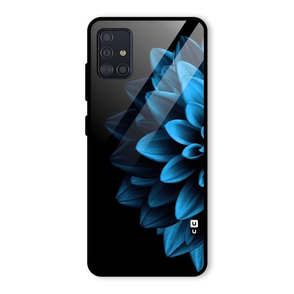 Half Blue Flower Glass Back Case for Galaxy A51