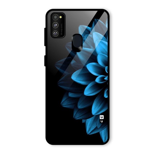 Half Blue Flower Glass Back Case for Galaxy M21