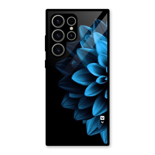 Half Blue Flower Glass Back Case for Galaxy S23 Ultra