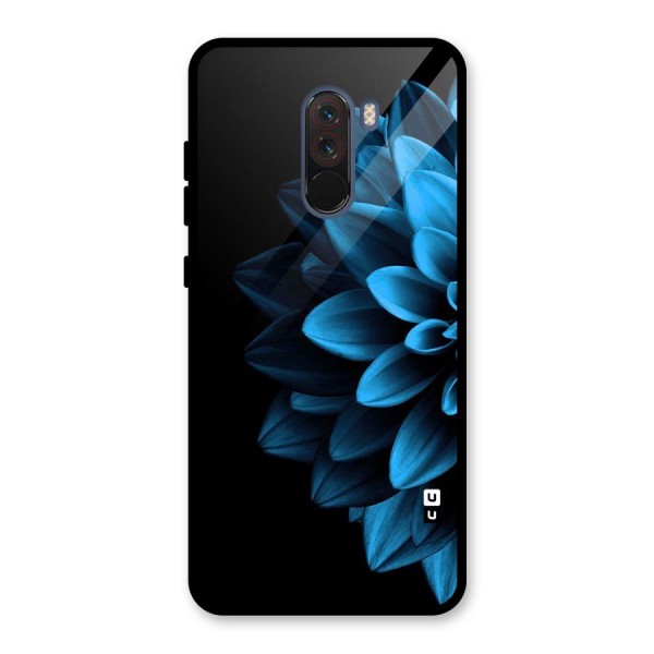 Half Blue Flower Glass Back Case for Poco F1