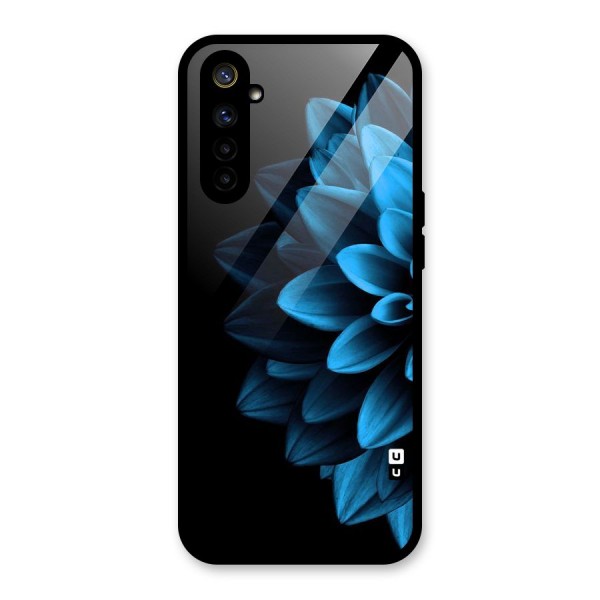 Half Blue Flower Glass Back Case for Realme 6