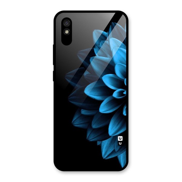 Half Blue Flower Glass Back Case for Redmi 9A