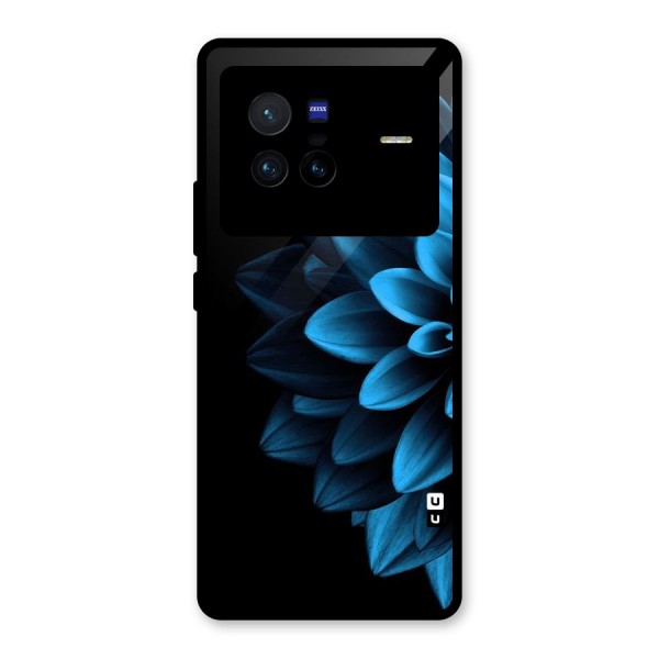 Half Blue Flower Glass Back Case for Vivo X80