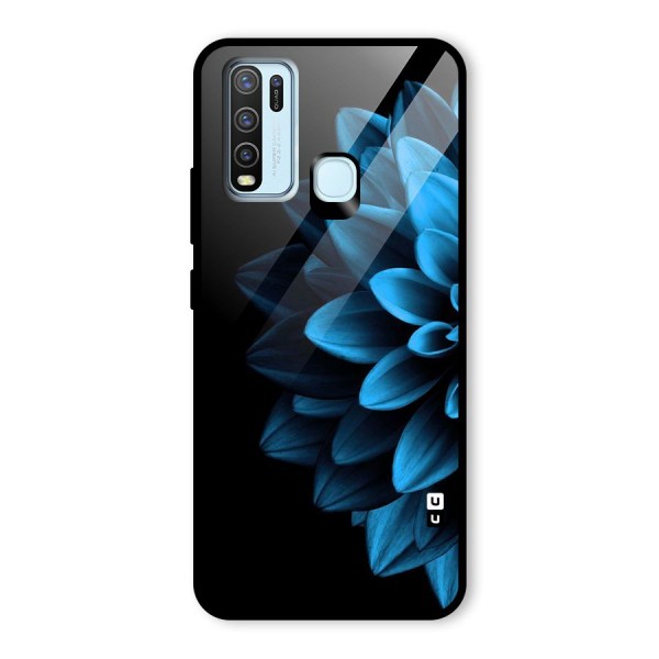 Half Blue Flower Glass Back Case for Vivo Y30