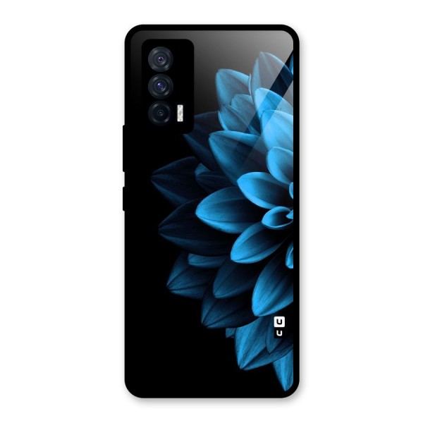 Half Blue Flower Glass Back Case for Vivo iQOO 7 5G