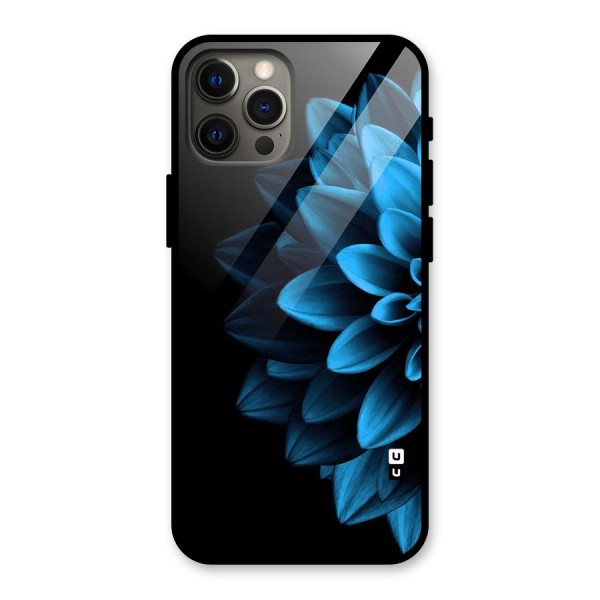 Half Blue Flower Glass Back Case for iPhone 12 Pro Max