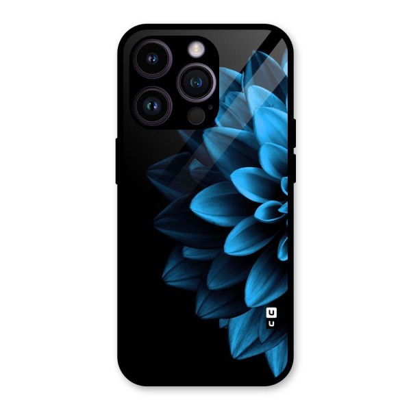 Half Blue Flower Glass Back Case for iPhone 14 Pro