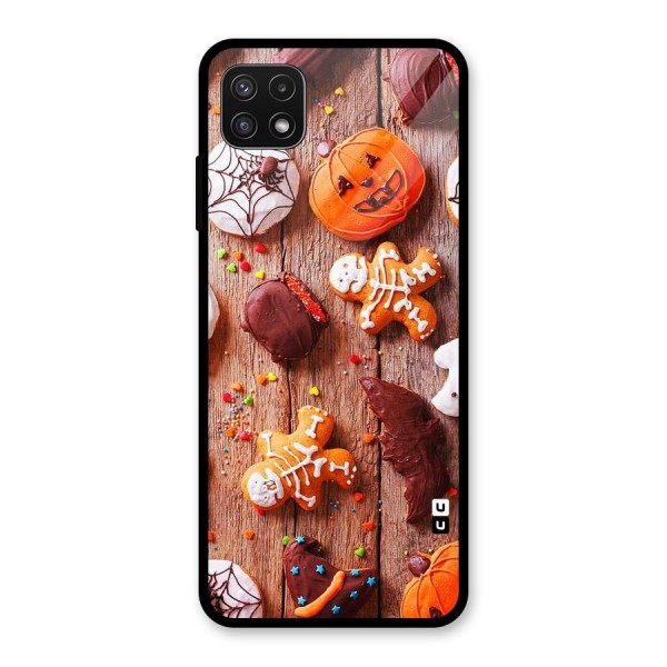 Halloween Chocolates Glass Back Case for Galaxy A22 5G