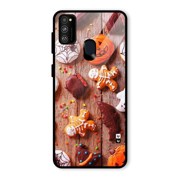 Halloween Chocolates Glass Back Case for Galaxy M21