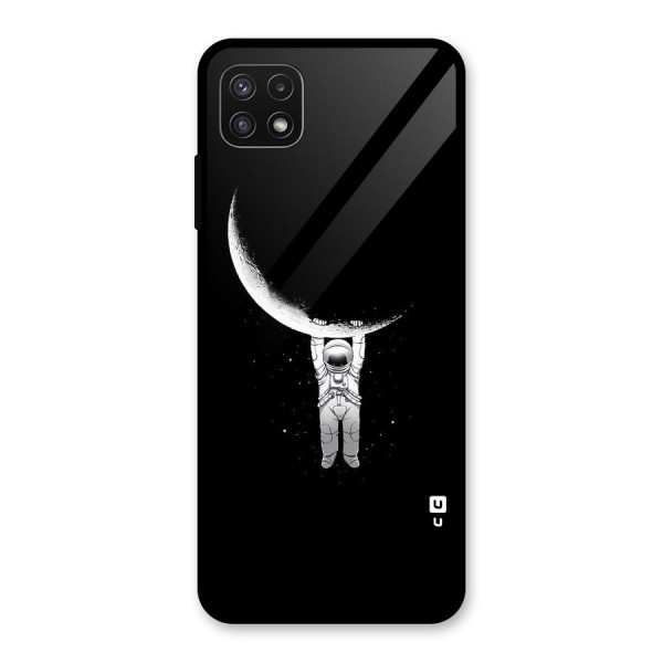 Hanging Astronaut Glass Back Case for Galaxy A22 5G