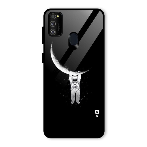 Hanging Astronaut Glass Back Case for Galaxy M21