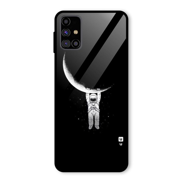 Hanging Astronaut Glass Back Case for Galaxy M31s