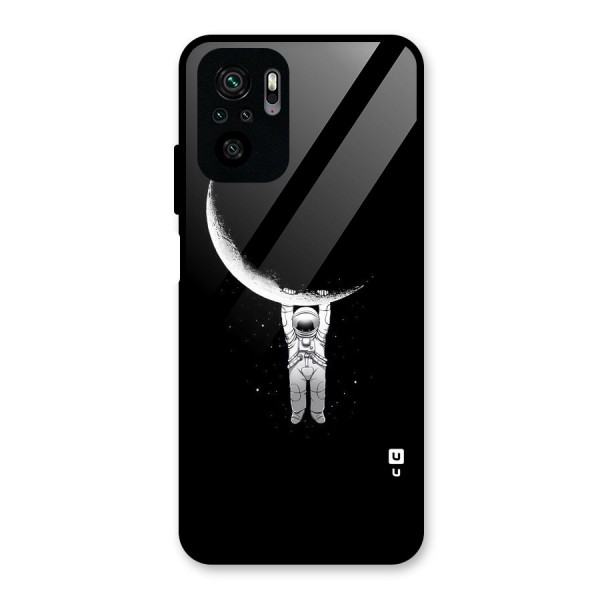 Hanging Astronaut Glass Back Case for Redmi Note 10S