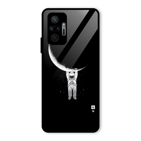 Hanging Astronaut Glass Back Case for Redmi Note 10 Pro