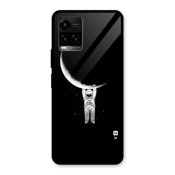 Hanging Astronaut Glass Back Case for Vivo Y21 2021