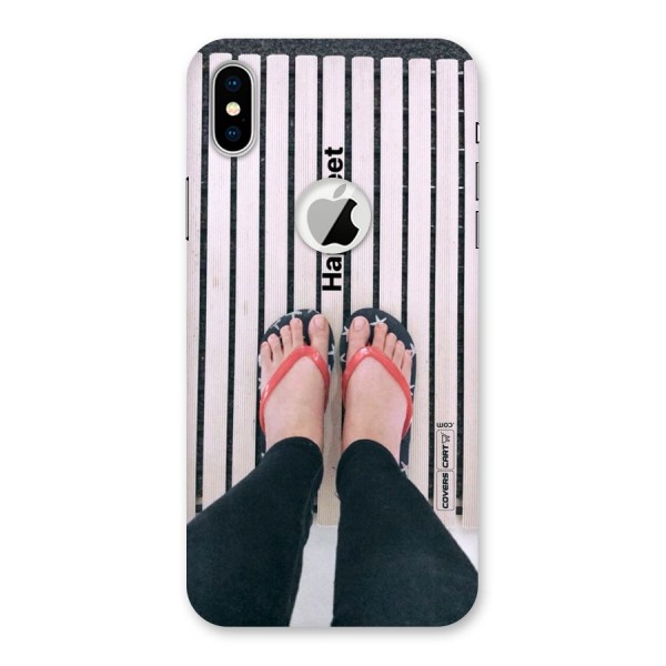 Happy Feet Back Case for iPhone XS Logo Cut