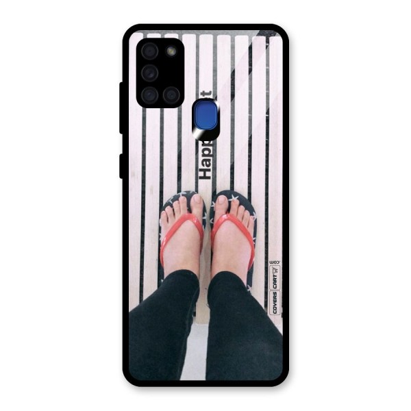 Happy Feet Glass Back Case for Galaxy A21s