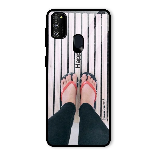 Happy Feet Glass Back Case for Galaxy M21