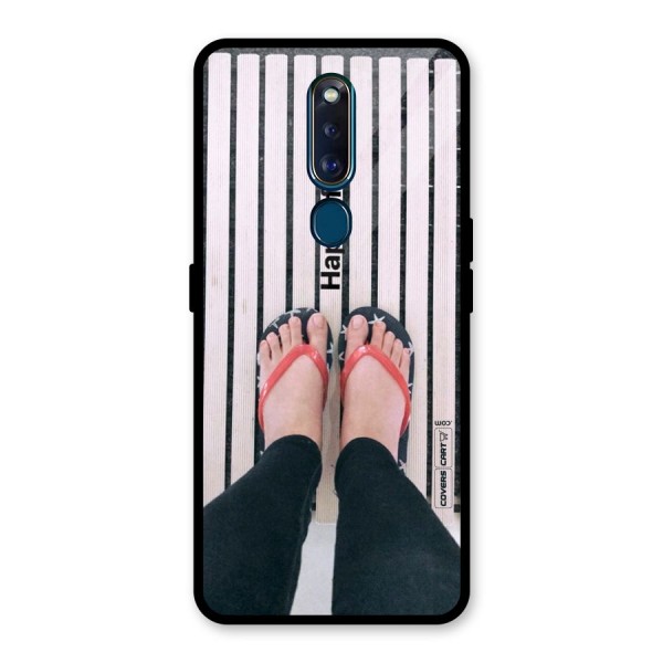 Happy Feet Glass Back Case for Oppo F11 Pro