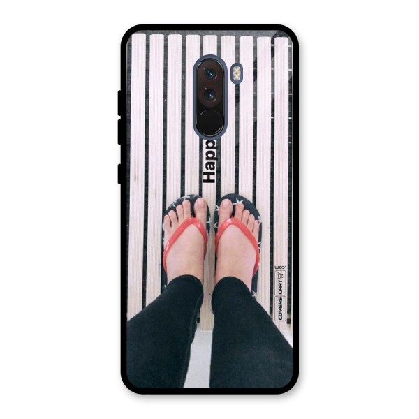 Happy Feet Glass Back Case for Poco F1