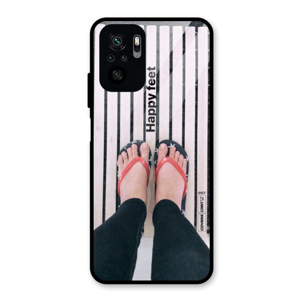 Happy Feet Glass Back Case for Redmi Note 10