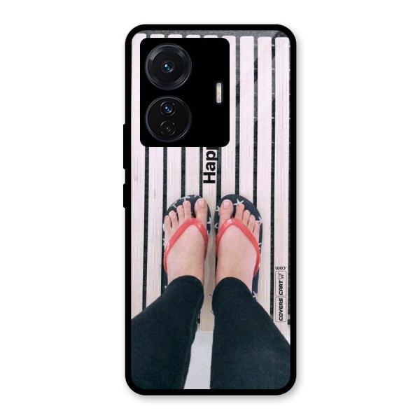 Happy Feet Glass Back Case for Vivo T1 Pro