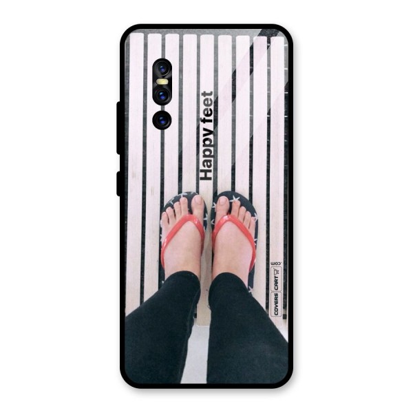 Happy Feet Glass Back Case for Vivo V15 Pro